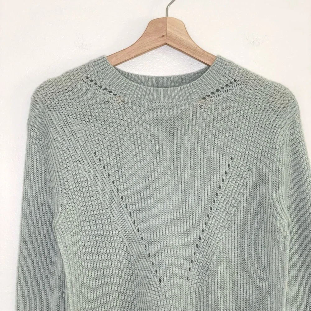 Lululemon Seva Sweater Merino Wool Pointelle Knit High Low Pullover Minty Grey 4